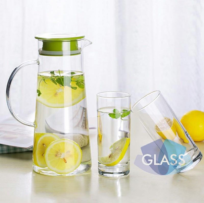 Ensemble de tasses en verre réutilisables naturelles Bouteilles d'eau en verre rondes