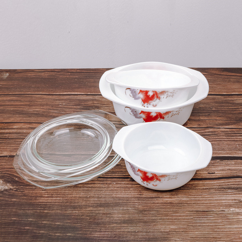Bols à soupe ronds bol en céramique avec couvercle transparent garder au frais